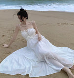 Toloer Shot Small Design New Summer New Holiday Fairy Wind Dress Strap Back Leisure Holiday Sling Dress