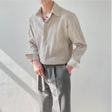 Blouse Korean Version Of Loose Casual Long-Sleeved Shirt Men's Trend Handsome Striped Non-Ironing Shirt Autumn-Outfit
