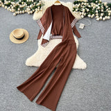 Lazy Suit Women Loose Outer Shawl Scarf With Long-Sleeved Knitting Tops High-Rise Sweater