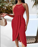 Women's New 2025 Spring And Summer Hip Hop Street Man Skirt Hanging Neck Sleeveless Irregular Dress Dress