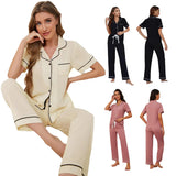 Toloer Women's Spring Solid Color Short-Sleeved Trousers Home Clothes Two Sets Of Female OZON-Outfit