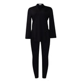 Women's 2025 Autumn And Winter Fashion Style Pure Color V-Neck Long-Sleeve Top Pants African