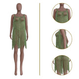 Toloer New Women's Wear Silk Tassel Beach Dress-Outfit