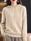 Hooded Cashmere Sweater Women Autumn Winter Pullover Casual Loose Wool Hoodie Knitted Base Tops New Hoodie Clothes