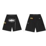 Style CORTEIZ Alcatraz Printing Work Clothes Leisure Shorts High Street Leisure Multi-Pocket Men's And Women's Shorts-Outfit - White Picture Yellow Mark / S