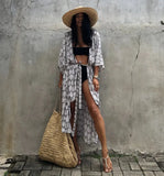 Toloer And White Tie-Dyed Cardigan Beach Dress Bikini Blouse Swimsuit With Cardigan Sunscreen Holiday