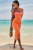 Orange Mesh Lace Patchwork Cami Maxi Dress-Outfit