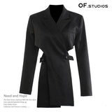 Early Spring Personality Cut Irregular Waist Blazer Top