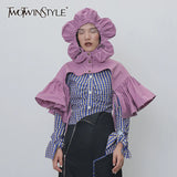 Patchwork Beads Ruched Pashminas For Female Hooded Collar Half Sleeve Drawtring Lace Up Pashmina Women Fashion Tide 1028-0-Outfit