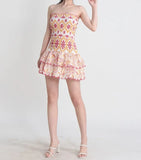 Embroidered Design Tube Ruched Mini Dress-Outfit