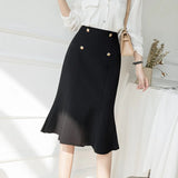Body Skirt Flounce Skirt Female Spring / Summer 2024 High Waist Long Cover Span Buttock One Step Skirt-Outfit
