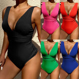 Toloer New One-Piece Swimsuit Female Integrated Solid Color Sexy Slim One-Piece