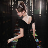Art Candidates Evening Dresses 2025 New Winter Black Silky Long Annual Meeting Evening Dress Hosting