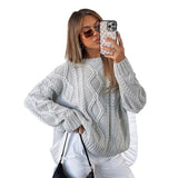 Women's Dress 2025 Knitted Women's Oversized Thick Knit Round Sweater