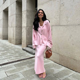 Women's Sweet Windy Knitted Jersey Dress Dress Set In Autumn