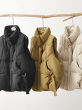 Korean Version Of Fashion Down Vest Women Wear 2024 Winter New Light White Duck Down Triangle Ribbon Warm Vest-Outfit