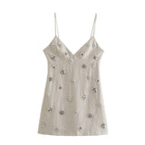 New Spring Style Is Small, Fresh, Bare Back And Thin V Neckline Diamond Halter Dress For Women 2731269-Outfit