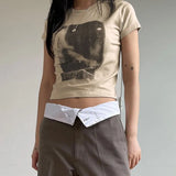 Summer New Style Street Ins Fashion Daily Slim Short T-Shirt Woman-Outfit