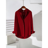 Red Dingy Shirt Long Sleeve Commuting Professional Blouse Spring And Autumn Anti- Wrinkling Temperament Shirt