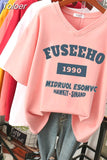 100% Cotton M-6XL T Shirt Letter Print 90S Tshirt Short Sleeve Women's Top Summer Couple O Neck Oversized T