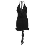 2024 Summer New Women's Pure Color Repair Height Waist Fashion Hanging Neck Sexy Bare Back