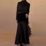 2025 New Round-Neck Bat Sleeve Folding Top-Up Temperament Elegant