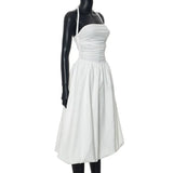 Tube Solid Frill Midi Dress-Outfit