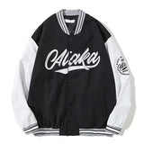 new autumn thin section American retro letter printing jackets coat women's street wild couple hooded baseball uniform