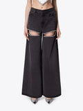 Toloer Design Sense Set Diamond Wide Leg Pants Spring 2024 New Fashion High Waist Nail Bead High Sense Jeans Woman-Outfit