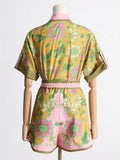 2025 New Unique Printed Design Shirt Top + Casual Shorts Niche Fashion Set