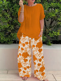 Summer New Large-Size Women's Two-Set Printed Short-Sleeved