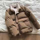 Crriflz ladies winter solid down Jacket women oversize loose coat stand-up collar thick warm causal chic parka 2022 new
