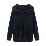 Vintage Lazy Wind Word Collared Knitted Shirt 2025 Autumn New French Babes Loose Collar