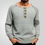 Men's Spring And Autumn Knitted Shirt Solid Long Sleeves Thin Sweater