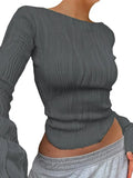 Textured Stripe Long Sleeve Tee-Outfit