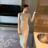 Women Knitted Sweater Long Sleeve Basic Solid Slim Midi Bodycon