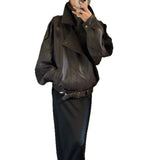 Heavy Industry Pu Leather Jacket Autumn Sweet Cool Hot Babes Oversize Premium Locomotive