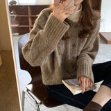 Autumn and Winter 2021 New Sweater Cardigan Women Winter Clothes Women Tops Fashion Loose Thick V-neck Knitted