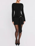 Long Sleeve Draped Bodycon Mini Dress-Outfit