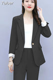 Women Single Botton Work Blazer Suits Slim Loose Casual Pants Blazers Jackets With Trouser Two Pieces