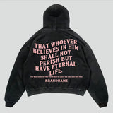 Cotton Unisex Hoodie Print Quote That Whoever Believes In Him Shall Not Perish But Have Eternal Life-Outfit