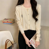 And Autumn Short Coat New Inner Match Sweater Jacket Bear Long Sleeve Cardigan Women's Lazy Wind Sweater Woman-Outfit