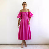 Women's Collar Dress Soaked Sleeve High-Waisted Dopamine Wearing Large Swing Dress Women's