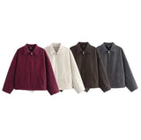 Autumn Women's Fashion Three-Color Solid Color Zipper Wool