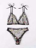 Sex Lingerie Sexy Women's Slings Mesh Print Lingerie Lingerie