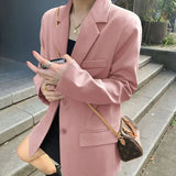 Toloer Jacket Female 2024 Spring And Autumn Net Red New Autumn Dress Korean Version Loose Suit Brown Blazer Jacket Female-Outfit