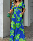 Independent Station Spring And Summer Fashion Printing New V-Collar Trouser Leg Jumpsuit-Outfit