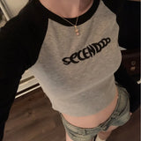 Toloer Embroidered Long-Sleeved T-Shirt Women's Fall 2024 New Slim Show Slim Design Sense Short Student Bottom