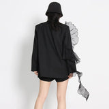 Toloer Temperament Sexy Suit 2024 Spring New Fashion Mesh Stereo Flounce Irregular Loose Straight Tube Coat-Outfit