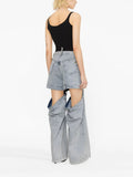 Toloer Loose Show Thin Zhongshan Wide Leg Pants 2024 Spring New Niche Wind Personality Design Sense Show Leg Jeans Woman-Outfit